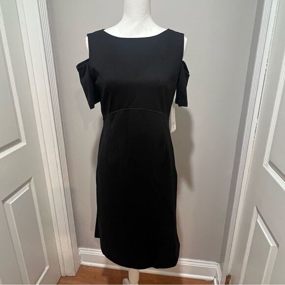 NWT Nue by Shani black cold shoulder mini dress womens size 10 - Picture 2 of 10